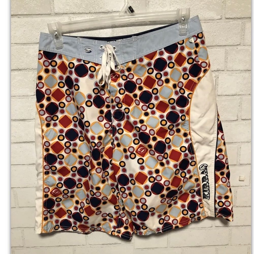 Kirra Swim Trunks Mens Size 32 Shapes Pattern